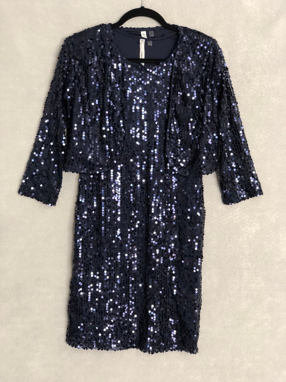 NY Collection Sequin Dress & Jacket Women's Petite Medium Blue NEW